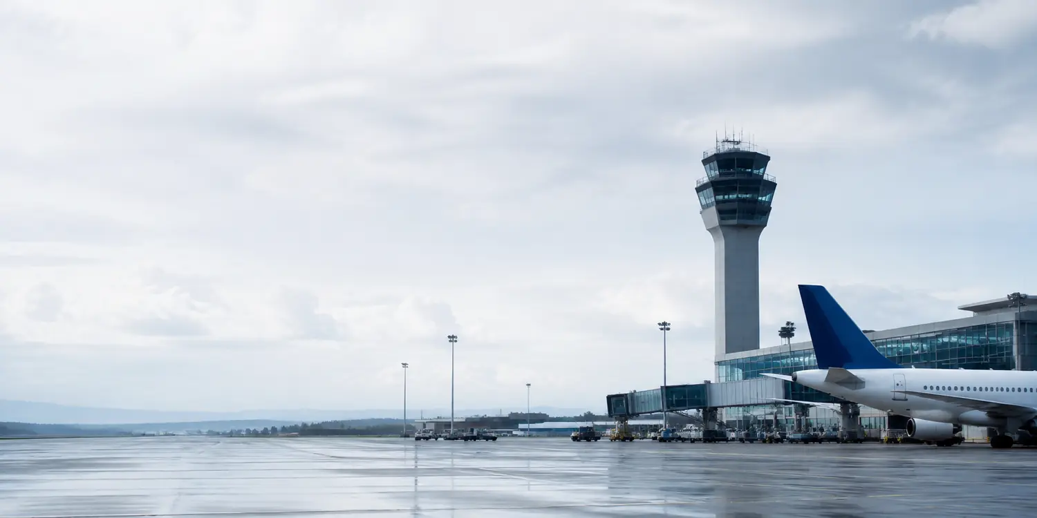 Airport control tower and apron