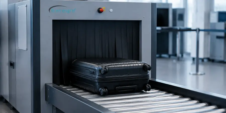Baggage passing through an X-ray inspection system