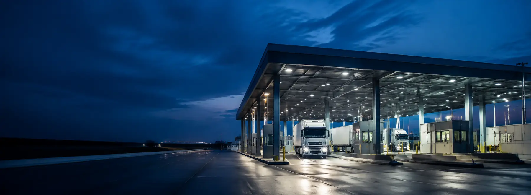 Freight vehicles at a border inspection facility
