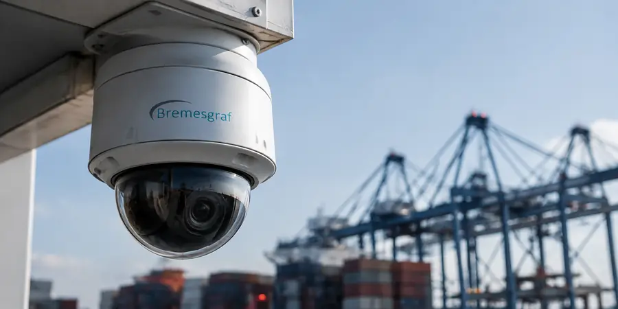 Surveillance camera overlooking port operations