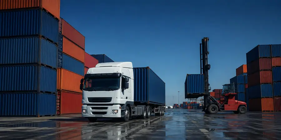 Freight and containers at a customs facility