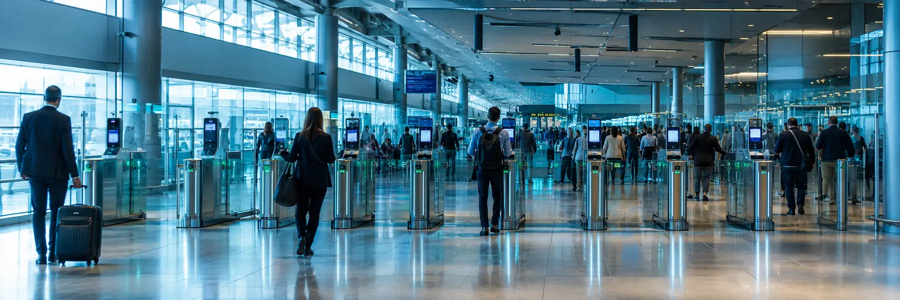 Passengers passing through identity gates