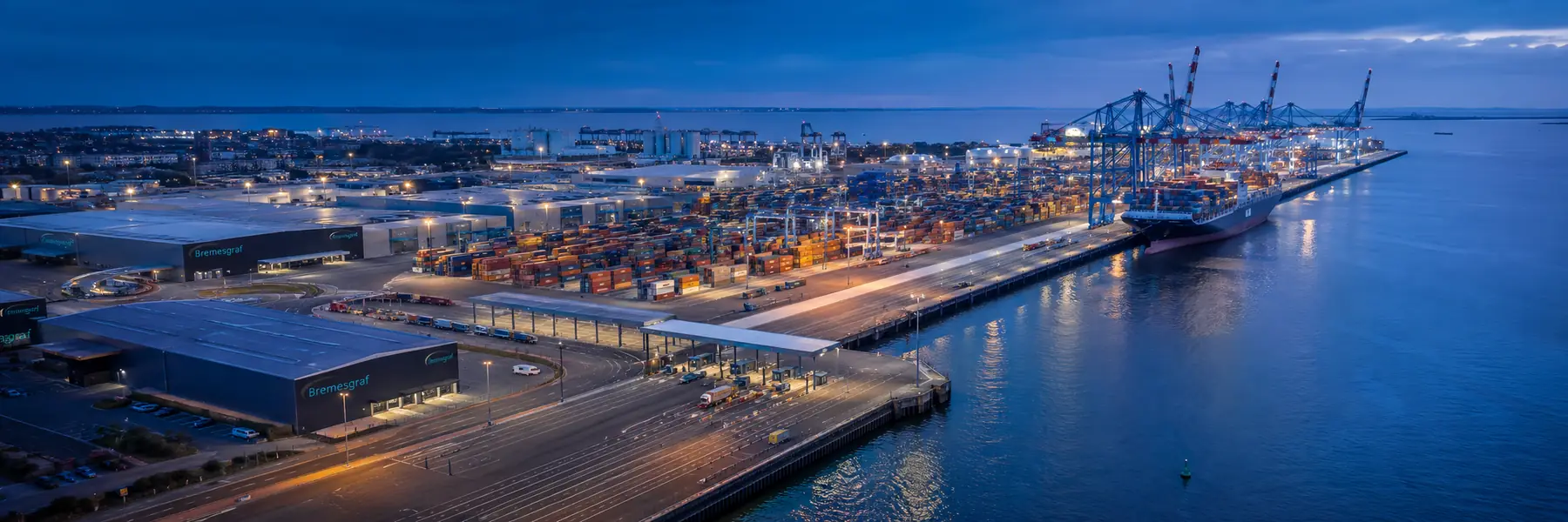 Aerial view of a container terminal
