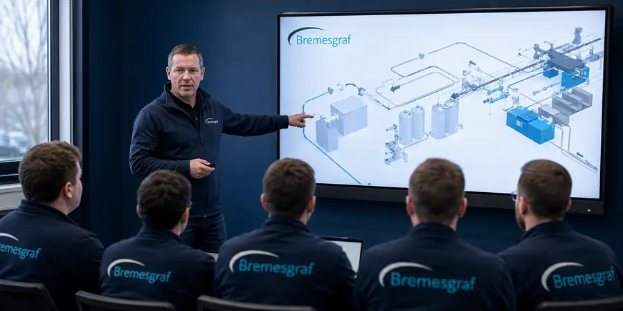 Instructor presenting a system diagram to a technical team